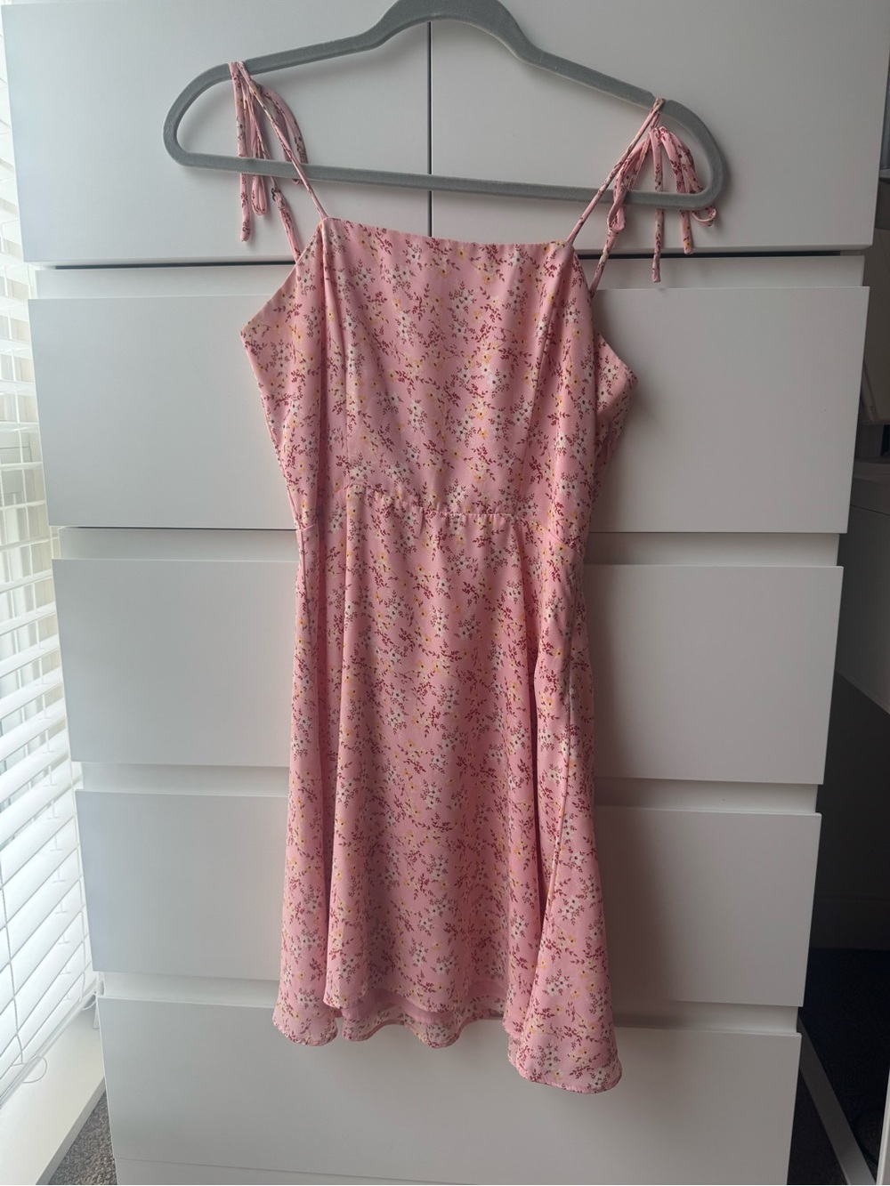 Pink Floral Tie-Strap Sundress